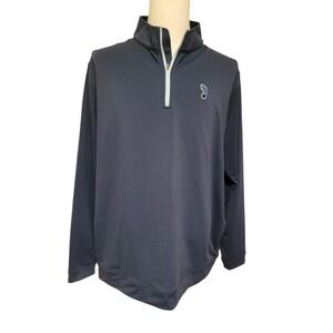 Peter Millar Mens XXL Navy Blue 1/4 Zip Pullover Foot Logo Long Sleeve Jacket